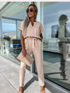 Stephanie | Flattering Belted V-Neck Jumpsuit - Picela