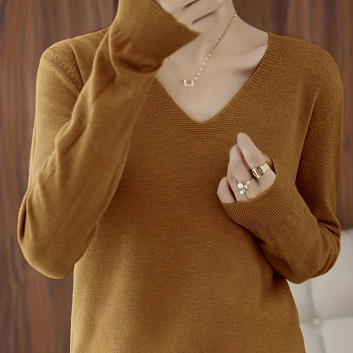 Vanessa | Elegant V-Neck Knit Sweater - Picela