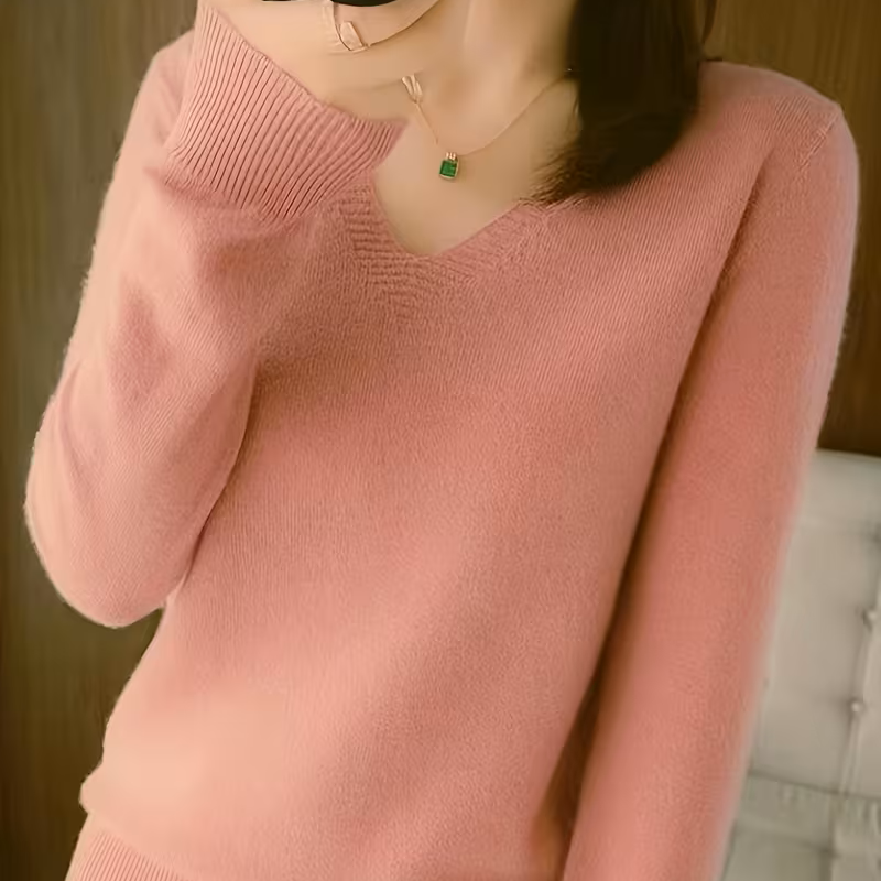 Vanessa | Elegant V-Neck Knit Sweater - Picela