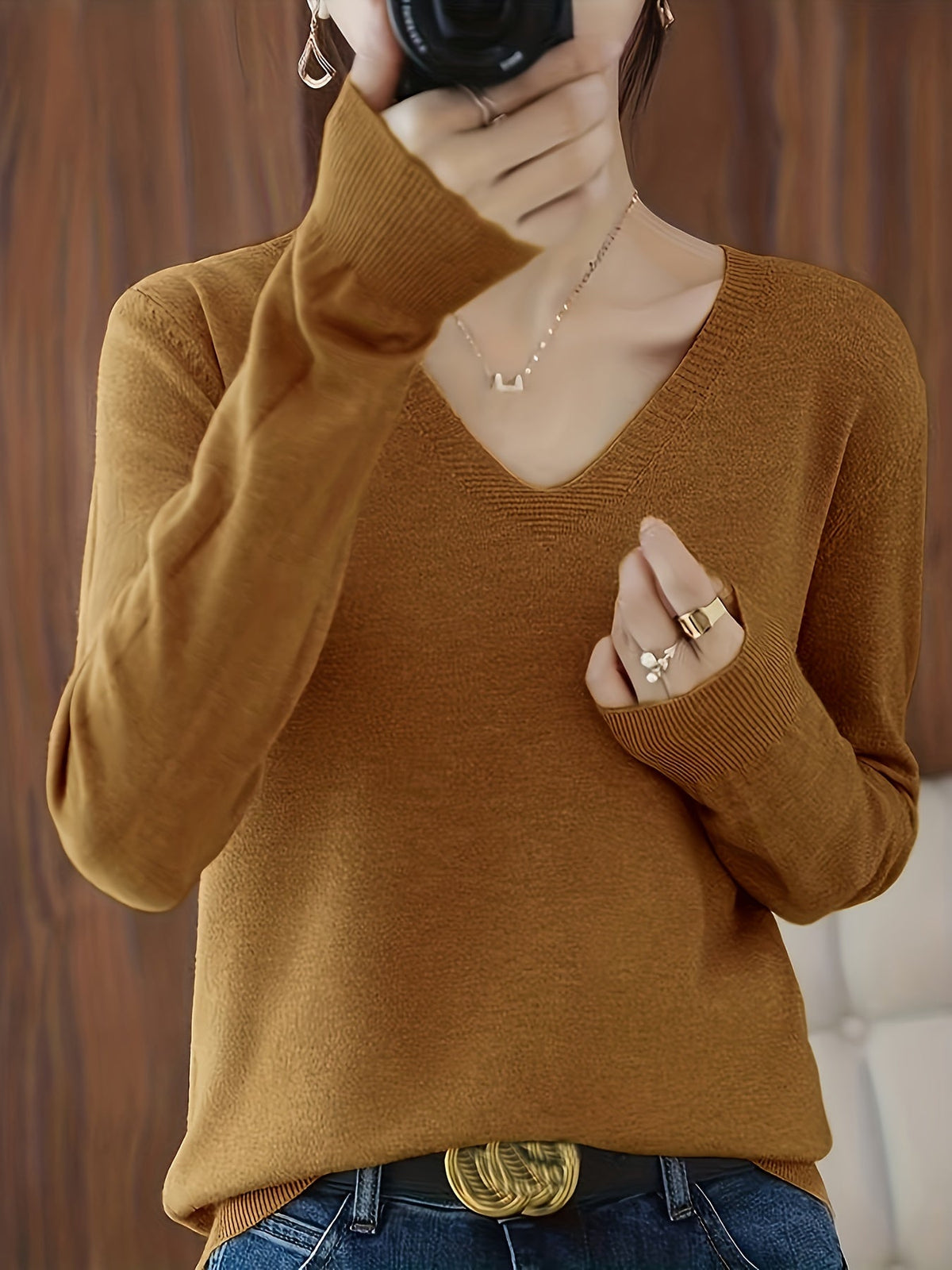 Vanessa | Elegant V-Neck Knit Sweater - Picela