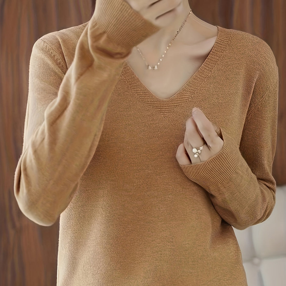 Vanessa | Elegant V-Neck Knit Sweater - Picela