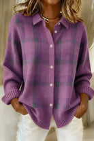 Melissa | Elegant Plaid Knit Cardigan