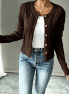 Grace | Elegant Cable-Knit Cropped Cardigan