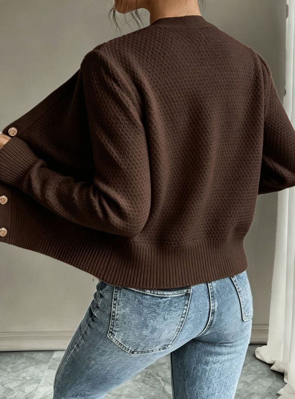 Grace | Elegant Cable-Knit Cropped Cardigan