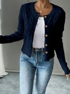 Grace | Elegant Cable-Knit Cropped Cardigan