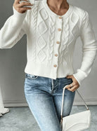 Grace | Elegant Cable-Knit Cropped Cardigan
