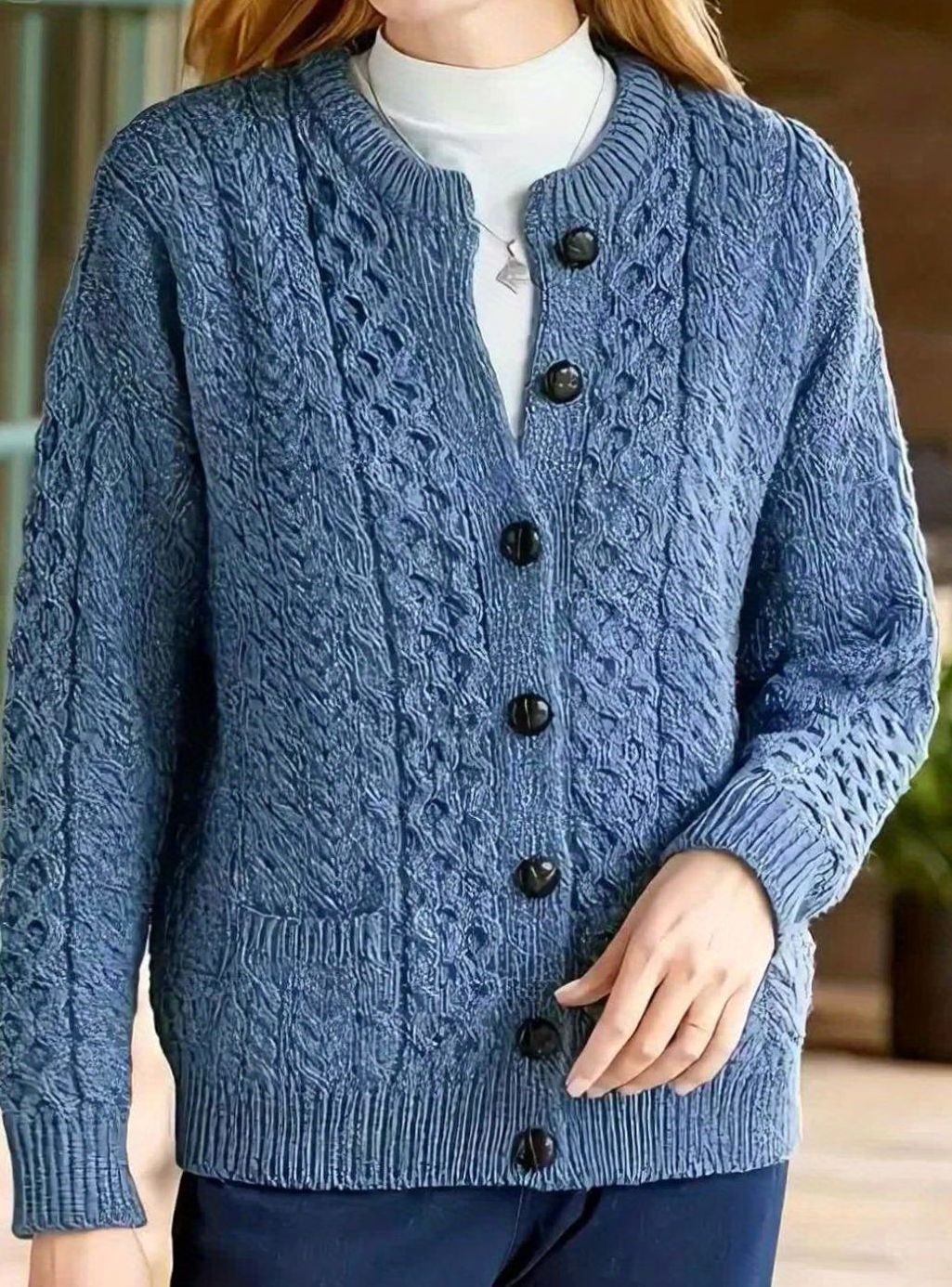Victoria | Elegant Cable-Knit Button Cardigan