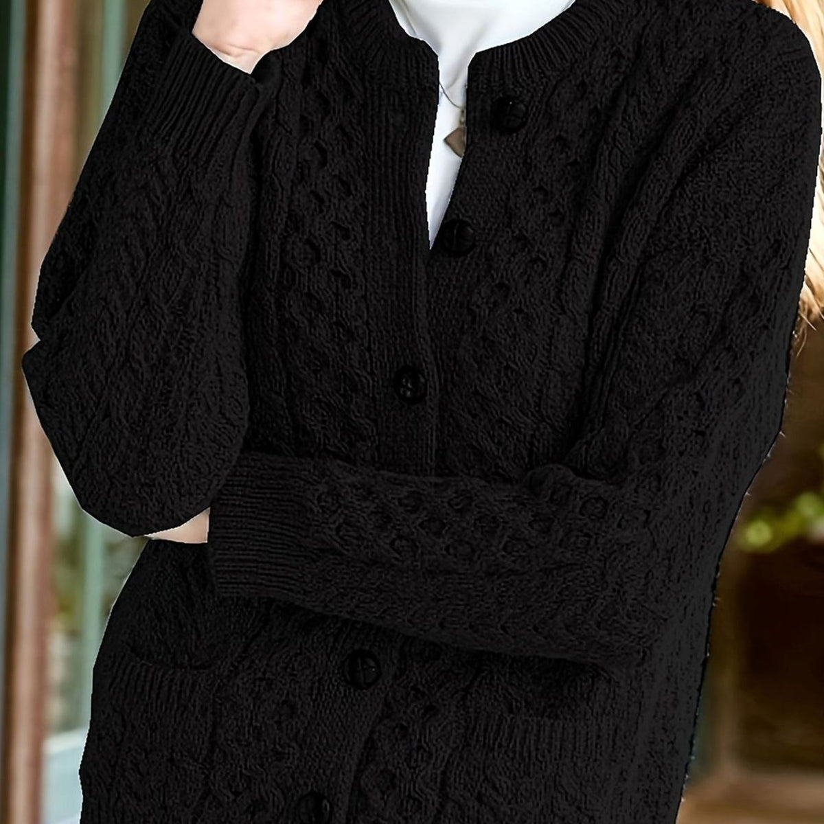 Victoria | Elegant Cable-Knit Button Cardigan