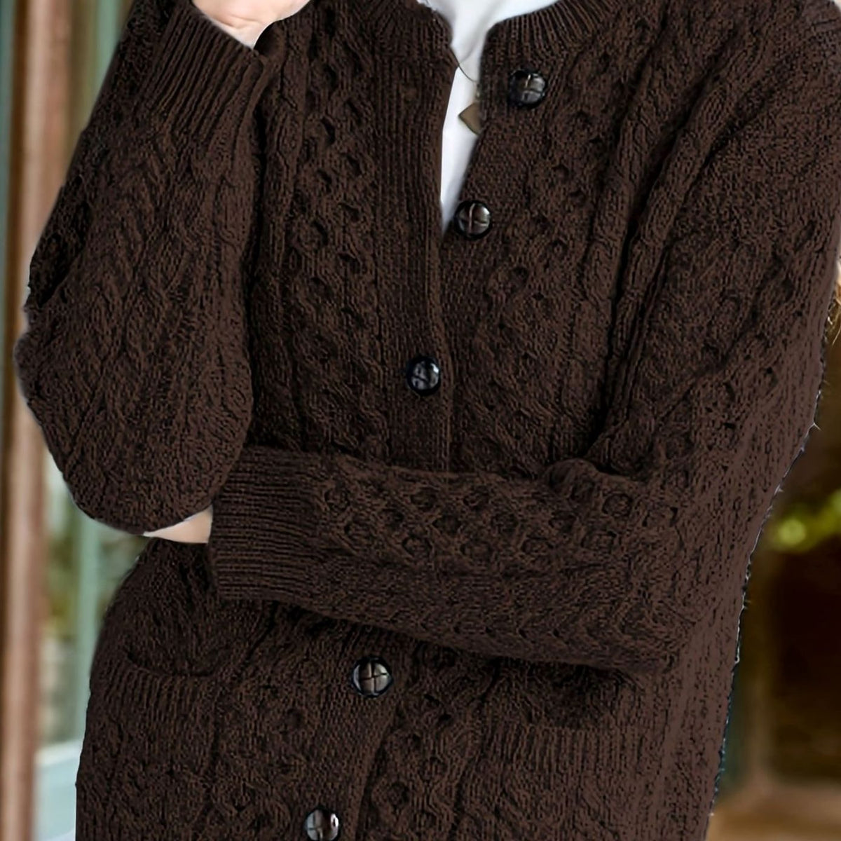 Victoria | Elegant Cable-Knit Button Cardigan