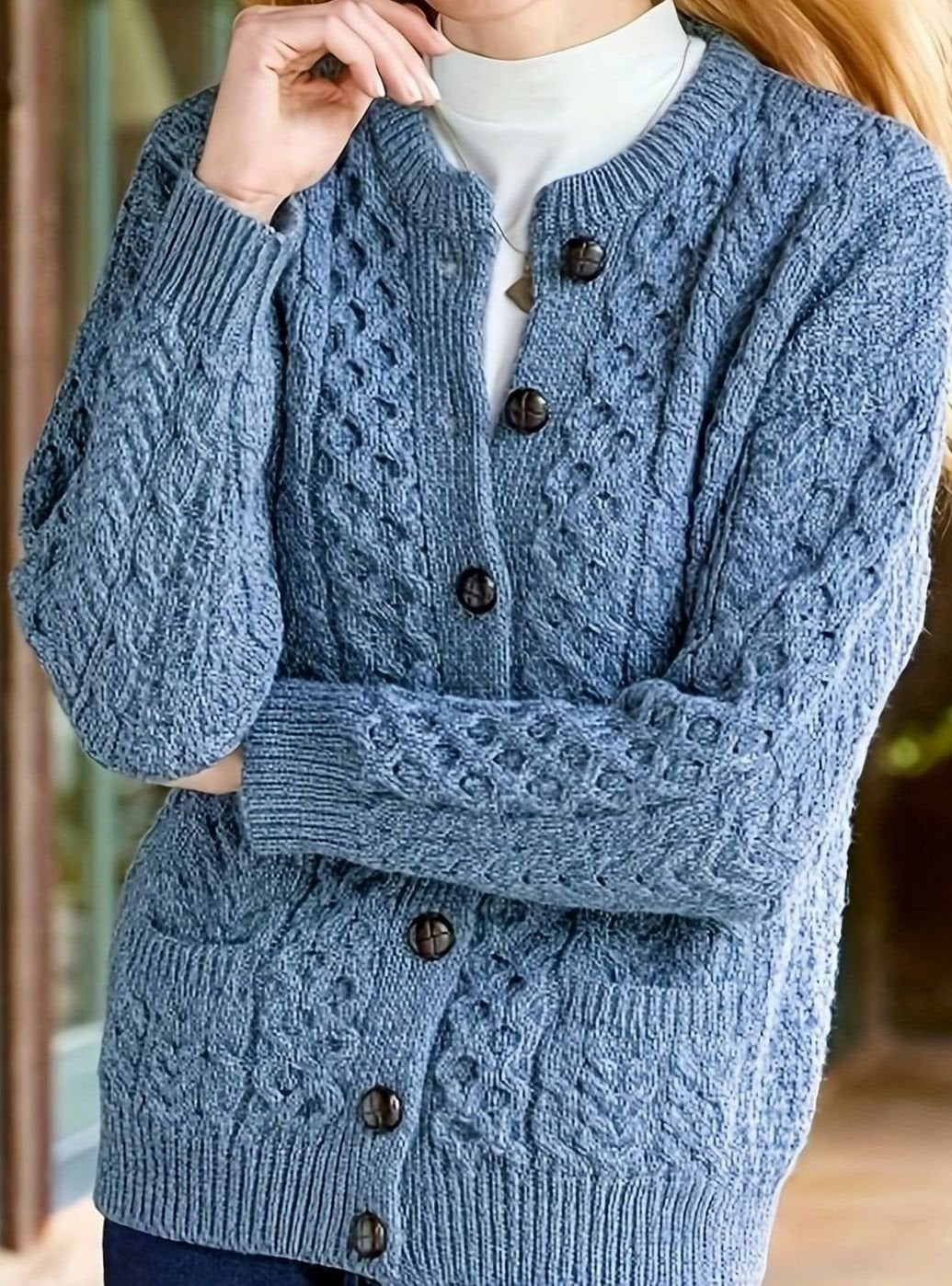 Victoria | Elegant Cable-Knit Button Cardigan