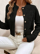 Rachel | Elegant Diamond-Knit Cropped Cardigan