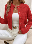 Rachel | Elegant Diamond-Knit Cropped Cardigan