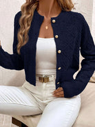 Rachel | Elegant Diamond-Knit Cropped Cardigan