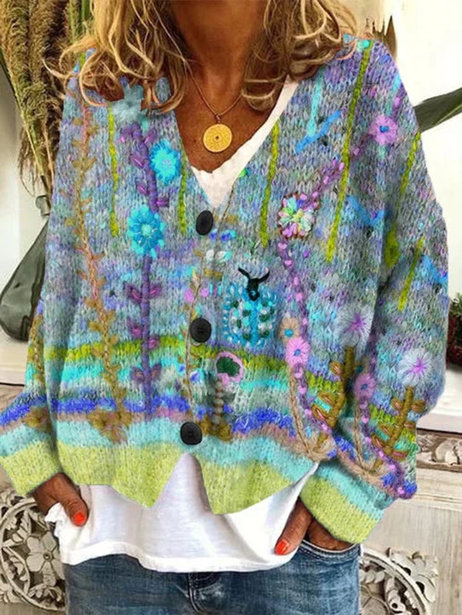 Stephanie | Vintage Embroidered Knit Cardigan