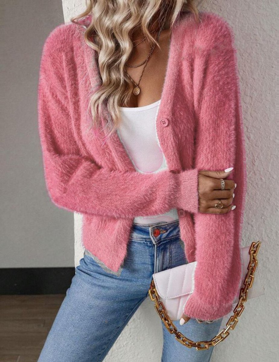 Nicole | Soft Fuzzy Knit Cardigan