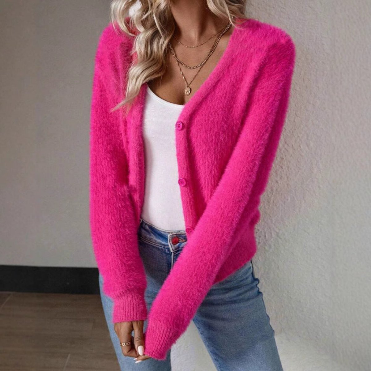 Nicole | Soft Fuzzy Knit Cardigan