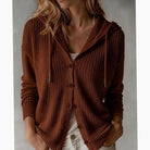 Harper | Elegant Hooded Waffle-Knit Cardigan