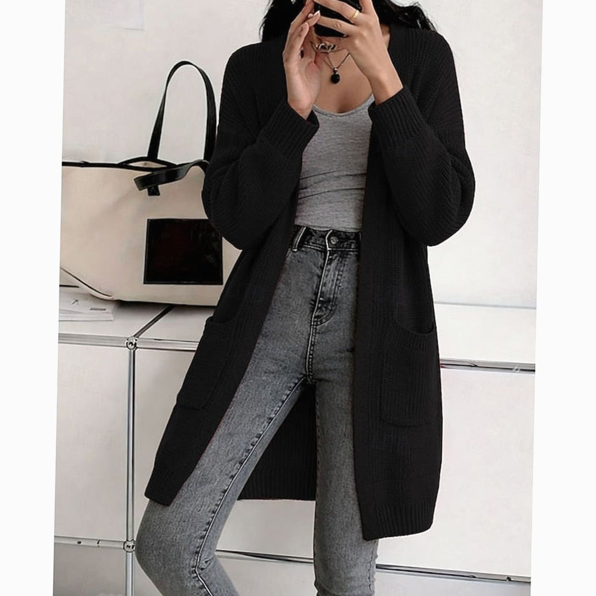 Madison | Elegant Longline Ribbed Cardigan