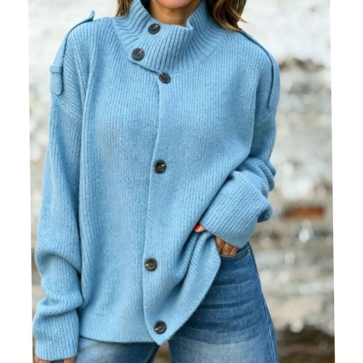 Jessica | Elegant Stand-Collar Button Cardigan