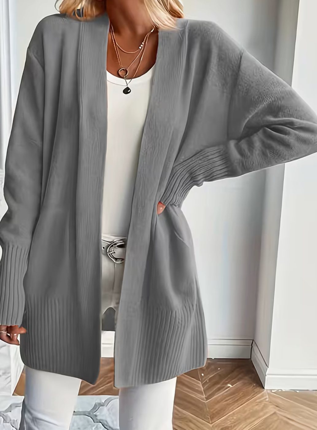 Lauren | Elegant Draped Batwing Cardigan