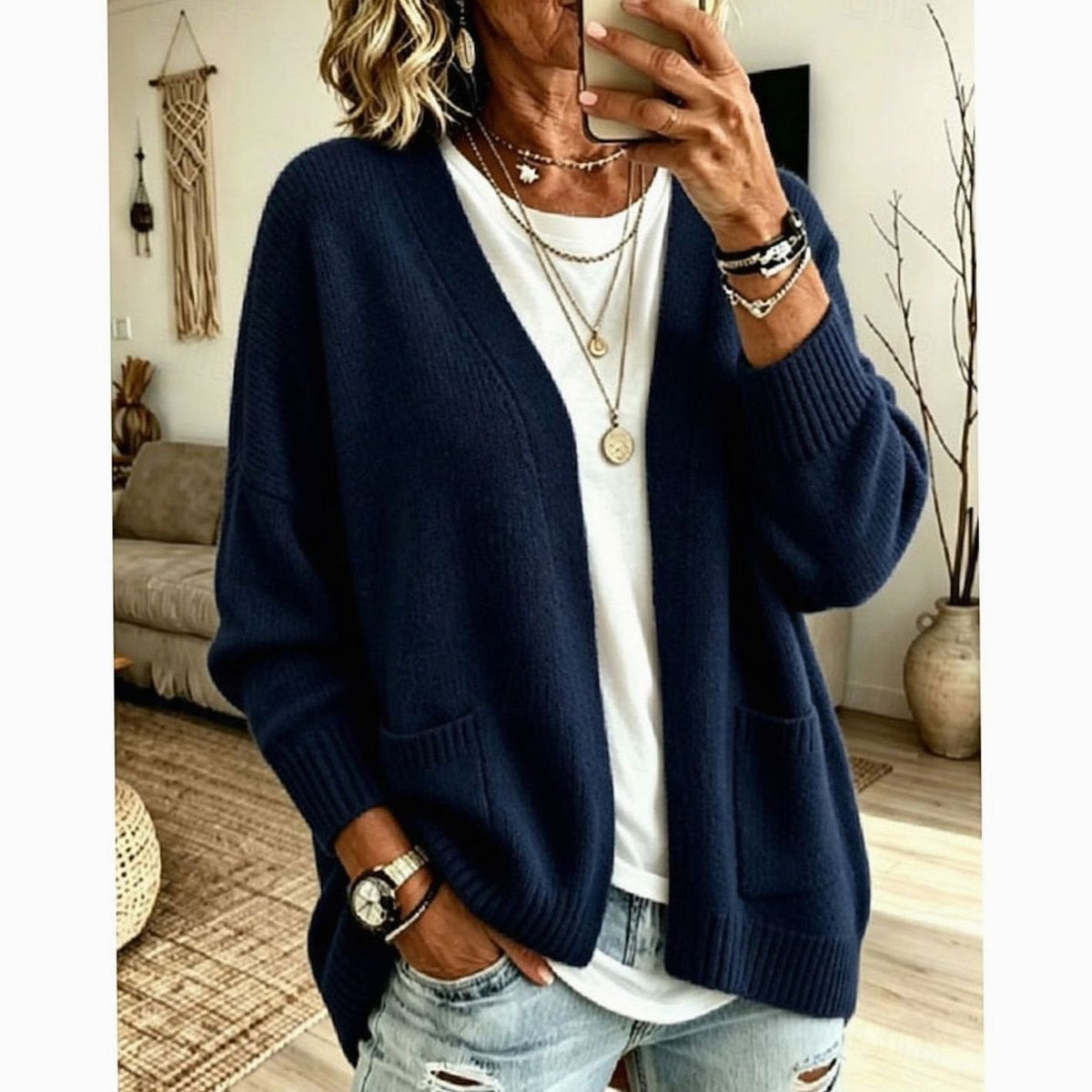 Danielle | Elegant Oversized Pocket Cardigan