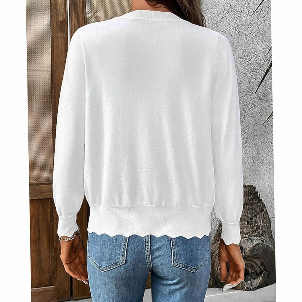 Kimberly | Elegant Scalloped-Edge Knit Cardigan