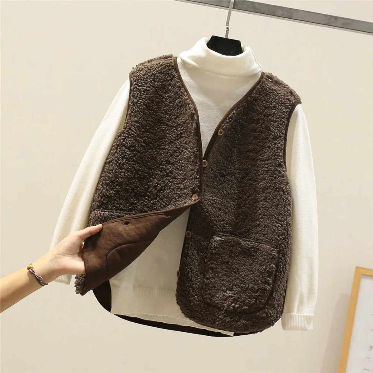 Danielle | Cozy Sherpa Button-Front Vest