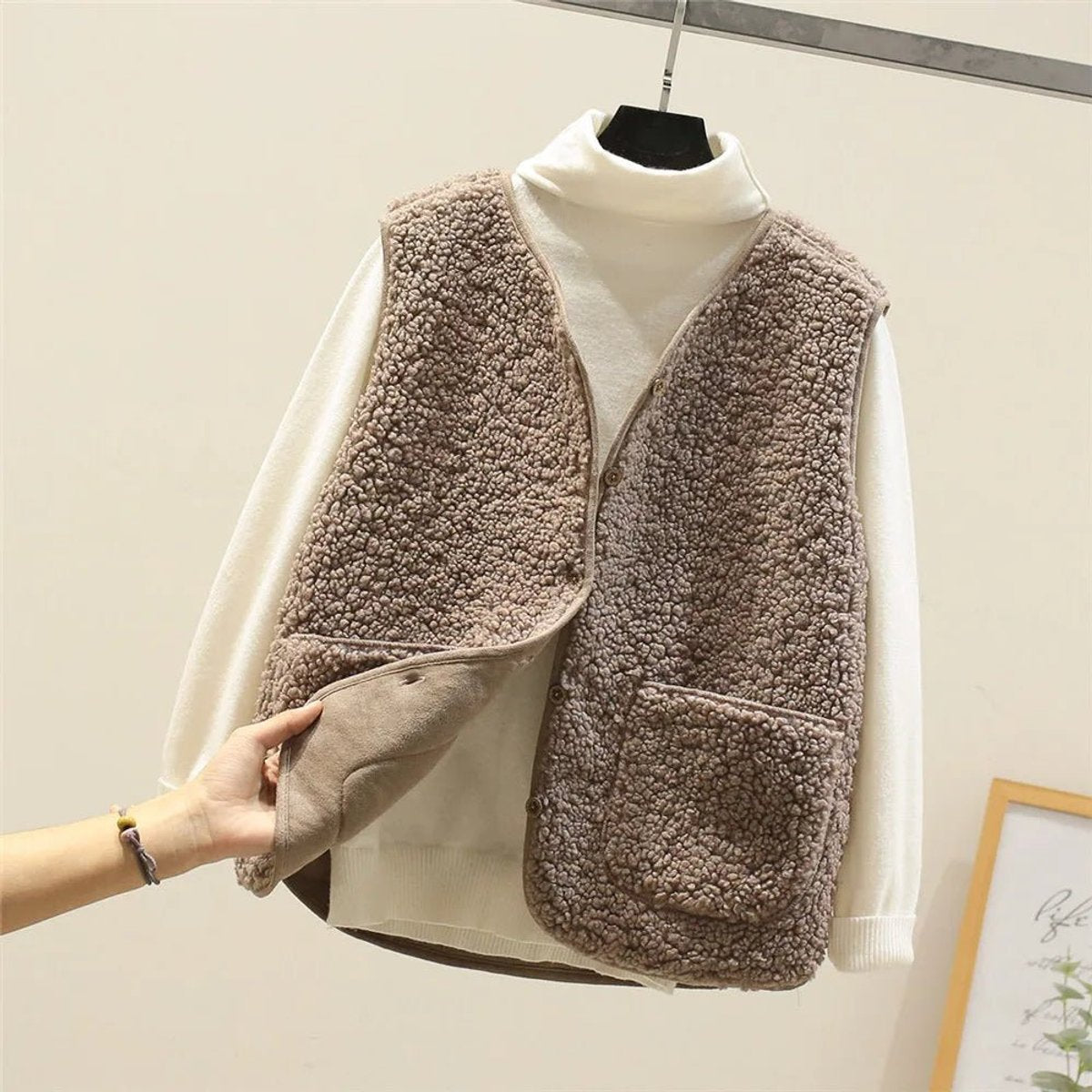Danielle | Cozy Sherpa Button-Front Vest