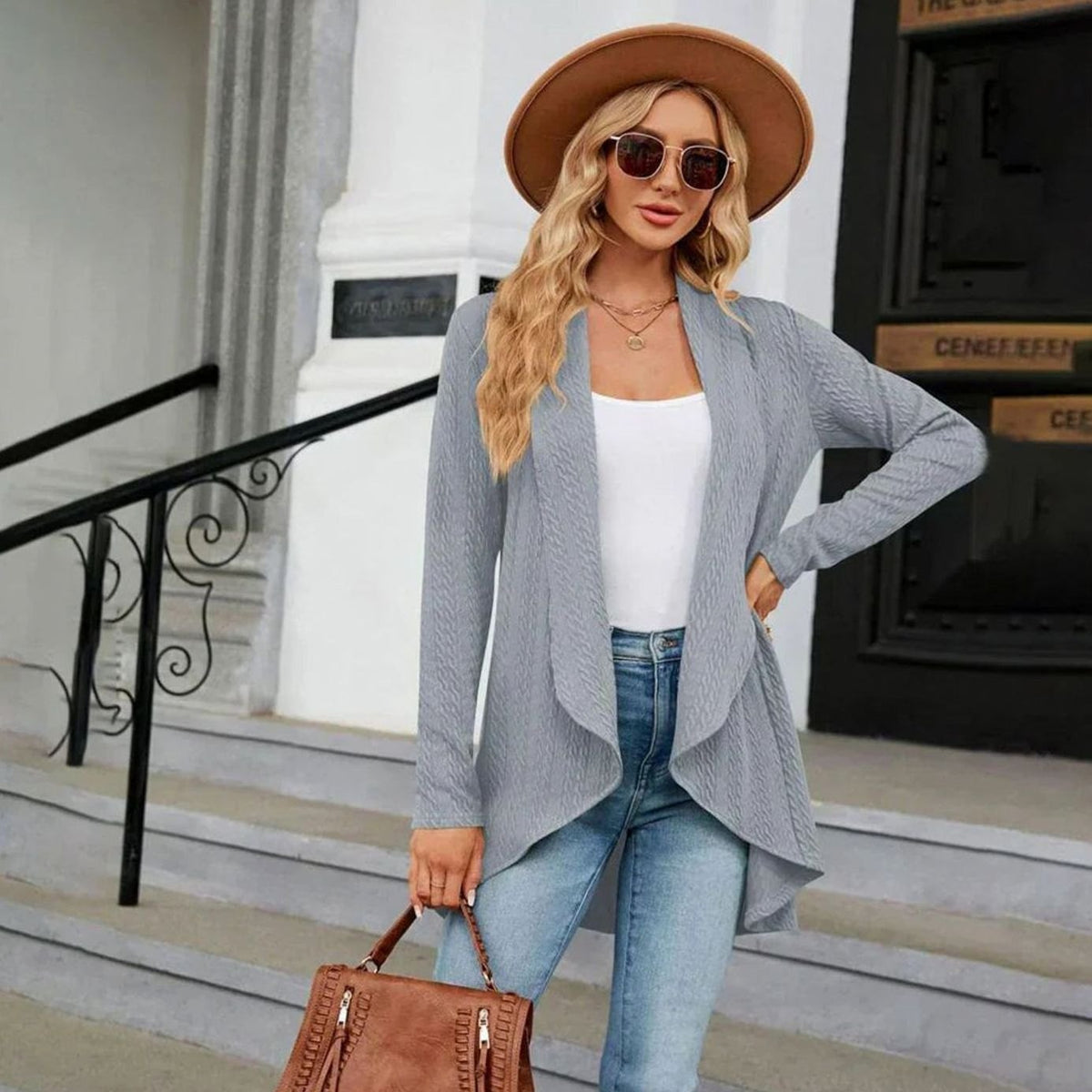 Amanda | Elegant Textured Open-Front Cardigan