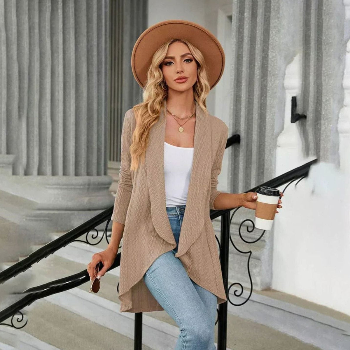 Amanda | Elegant Textured Open-Front Cardigan