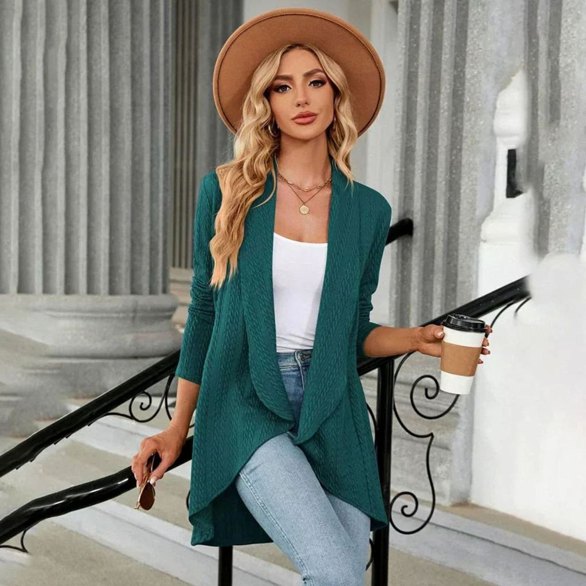 Amanda | Elegant Textured Open-Front Cardigan