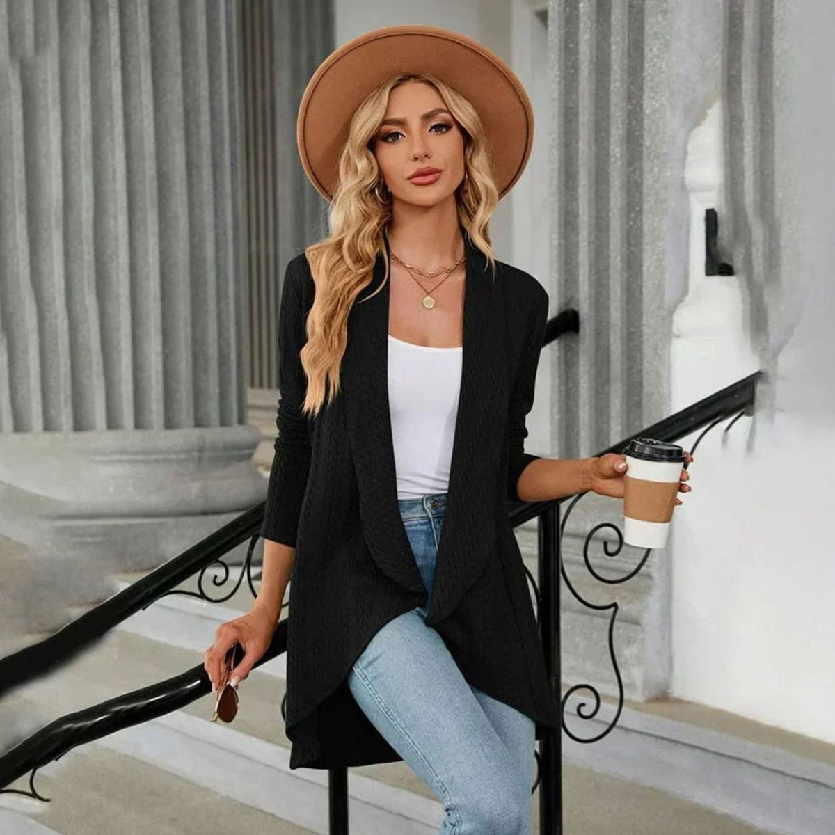 Amanda | Elegant Textured Open-Front Cardigan
