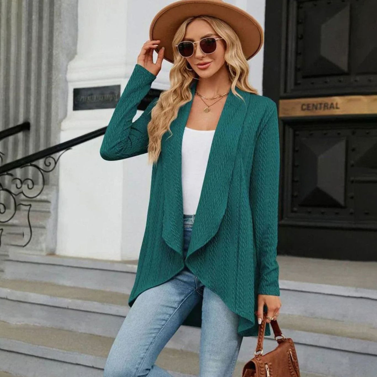 Amanda | Elegant Textured Open-Front Cardigan