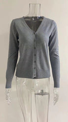 Olivia | Elegant V-Neck Knit Cardigan