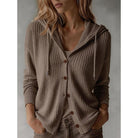 Rachel | Elegant Waffle-Knit Hooded Cardigan